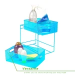 MIND READER 2-Tier Metal Mesh Utensil Caddy & Flatware Organizer, Blue thumbnail 5