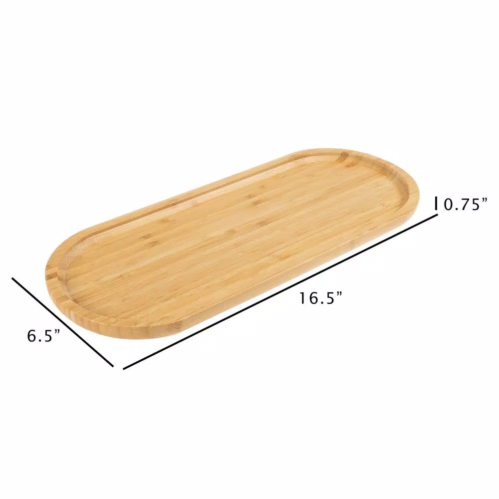 Classic Cuisine Oval Bamboo Serving Tray - Natural Wood Finish
