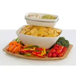 Unbranded Creative Ware TableStyles Bamboo and Ceramic Chip 'n Dip Party Server Set thumbnail 2