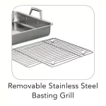 Tramontina Gourmet Prima 9.5 Qt. Stainless Steel Roasting Pan with Basting Grill thumbnail 3