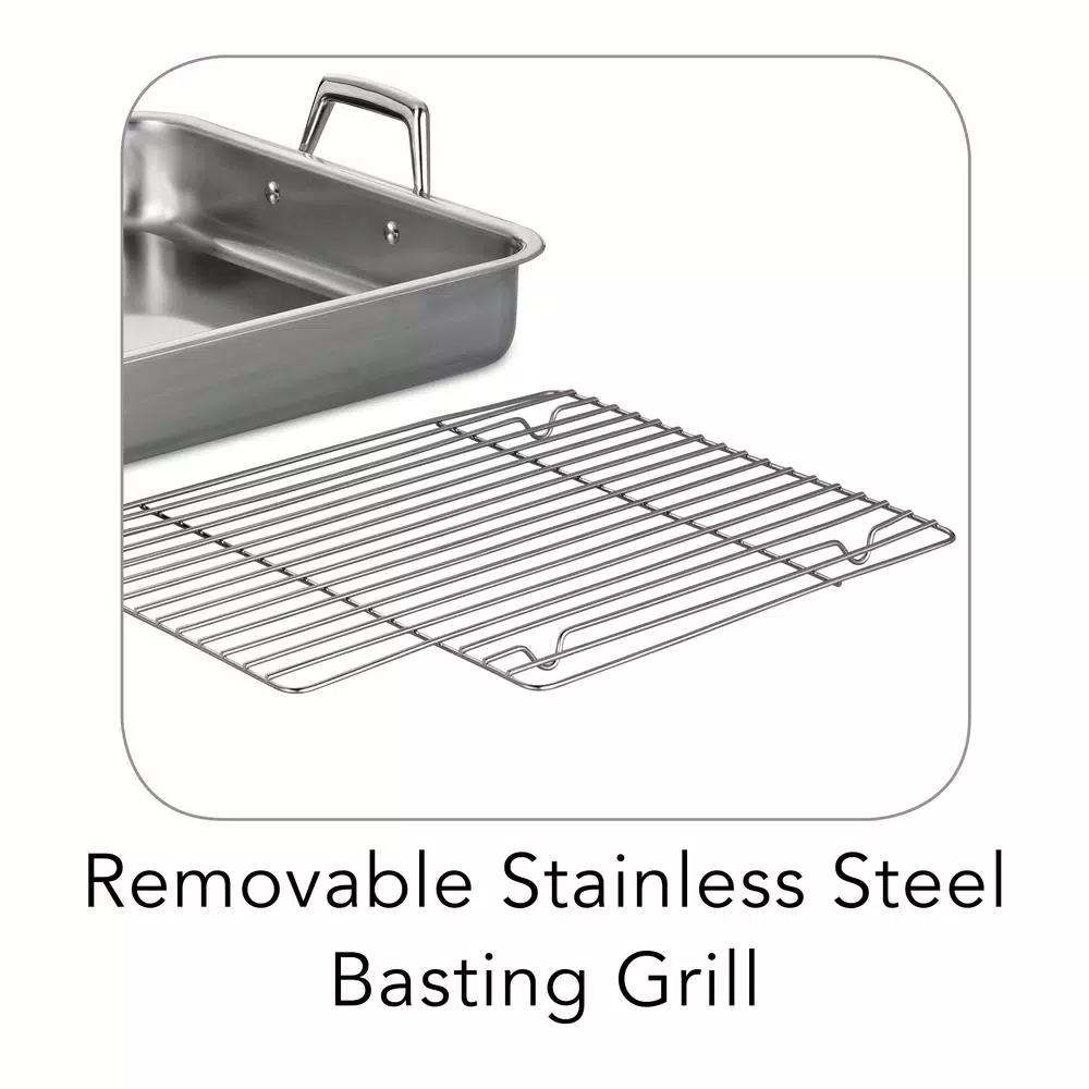 Tramontina Gourmet Prima 9.5 Qt. Stainless Steel Roasting Pan with Basting Grill