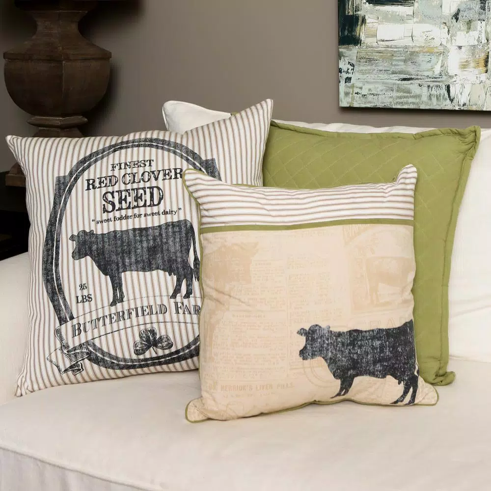 Heritage Lace Butterfield Farms 22x22 in. Tan and Cream Striped Farmhouse Pillow Cover