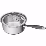 CookCraft by Candace 3 qt. Tri-Ply Stainless Steel Sauce Pan with Patented Latch Glass Lid thumbnail 1
