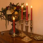 LUMABASE Red LED Taper Candles, Set of 4 - Flameless Flickering Amber Glow Tapers thumbnail 3