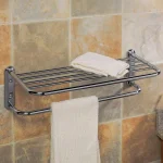 Gatco Hotel Style Chrome Towel Rack with Storage Shelf thumbnail 2