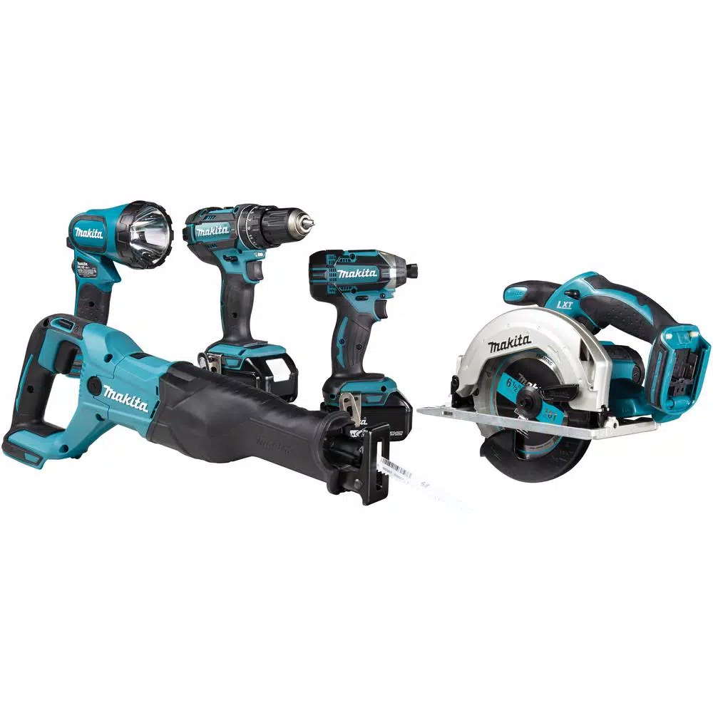 Makita 18V LXT Lithium-Ion 5-Tool Cordless Combo Kit with (2) 3.0 Ah Batteries, Rapid Charger and Tool Bag