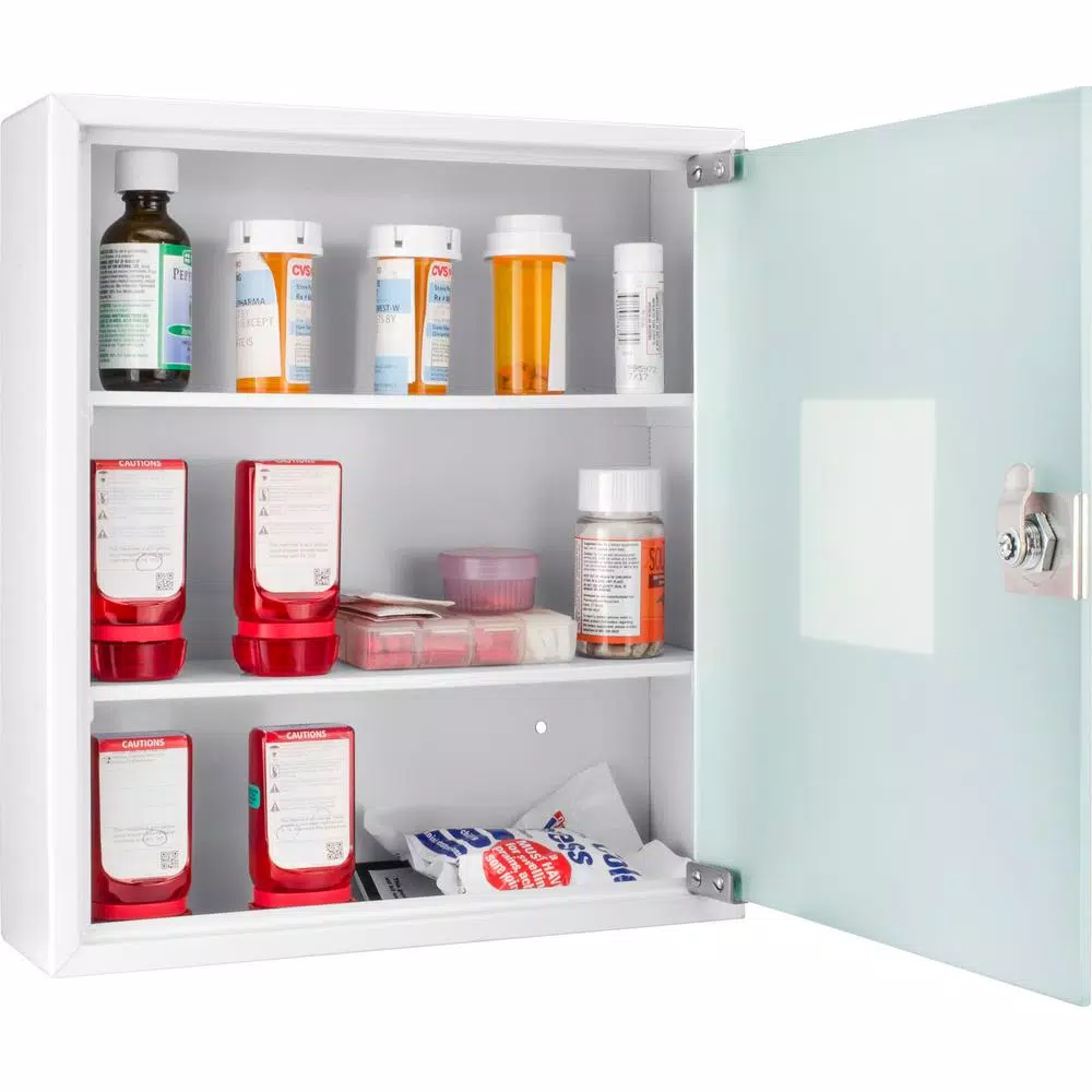 BARSKA Standard Medical Cabinet First Aid Kit with 3 Shelves and Magnetic Dry Erase Pad