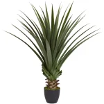 Nearly Natural 4 ft. Spiked Agave Artificial Plant in Black Plastic Pot thumbnail 1