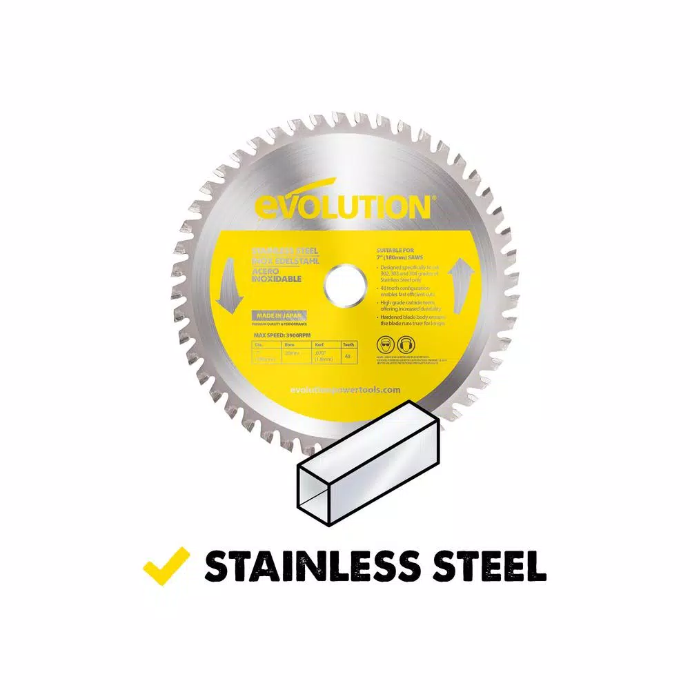 Evolution Power Tools Evolution 7 in. 48-Teeth Carbide Metal Cutting Saw Blade for Stainless Steel