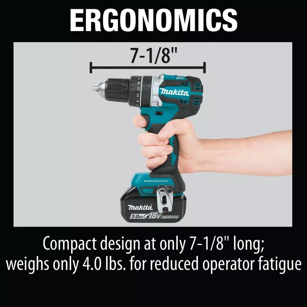 Makita 18V LXT Brushless 1/2 in. Hammer Driver-Drill Kit with 2 5.0 Ah Batteries and Charger