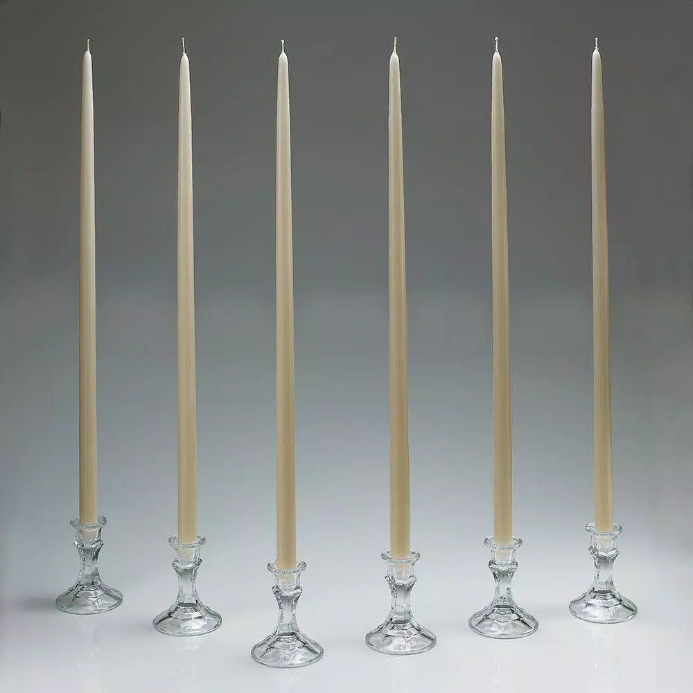 Light In The Dark Shop A Candle 24 in. Ivory Taper Candles, Set of 12 - Dripless & Clean Burning