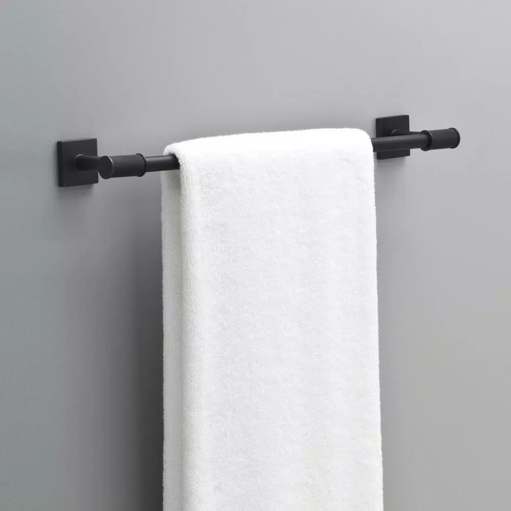 Delta Averland 18 in. Matte Black Towel Bar, Contemporary Knurled Design