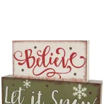 Glitzhome 11.81 in. LED Lighted Multi-color Wooden Block Word Sign, 14-Bulbs thumbnail 6