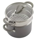 Circulon Elementum 3 Qt. Hard-Anodized Nonstick Covered Multipot with Steamer Insert, Oyster Gray thumbnail 5