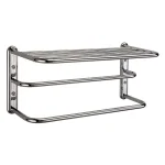 Gatco 21.6 in. Wall Mounted Three Tier Towel Rack with Shelf and Bars in Chrome thumbnail 1