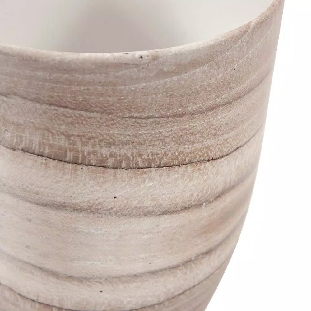 Unbranded Desert Sands Tapered Ceramic Table Vase, Beige Neutral Striae Pattern, 14 in.