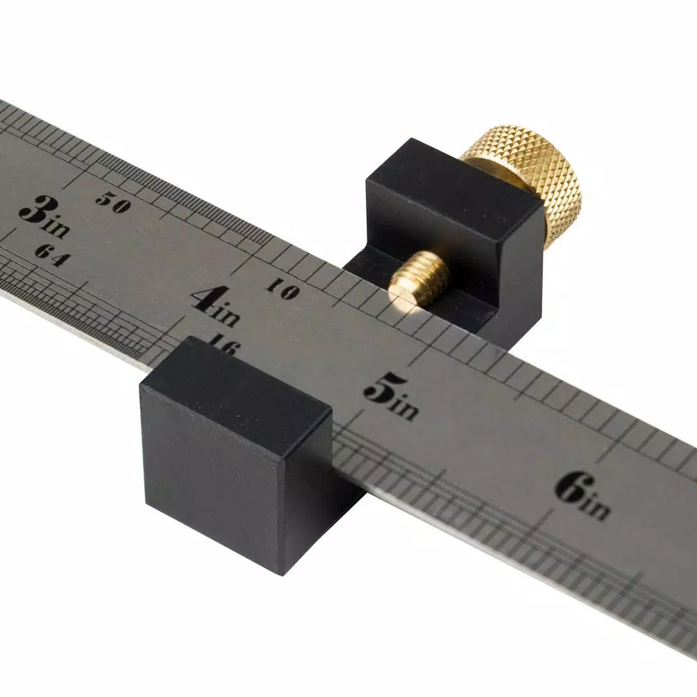 POWERTEC Anodized Aluminum Ruler Marking Guide for Woodworking, Fits 7/8 in. to 1-1/8 in. Widths