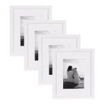DesignOvation Gallery Wood Photo Frame Set, White Satin Finish, Matted to 5x7 in. (Set of 4) thumbnail 1