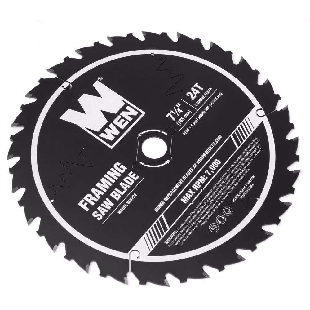 WEN 7.25 in. 24-Tooth Carbide-Tipped Professional Framing Saw Blade for Miter and Circular Saws