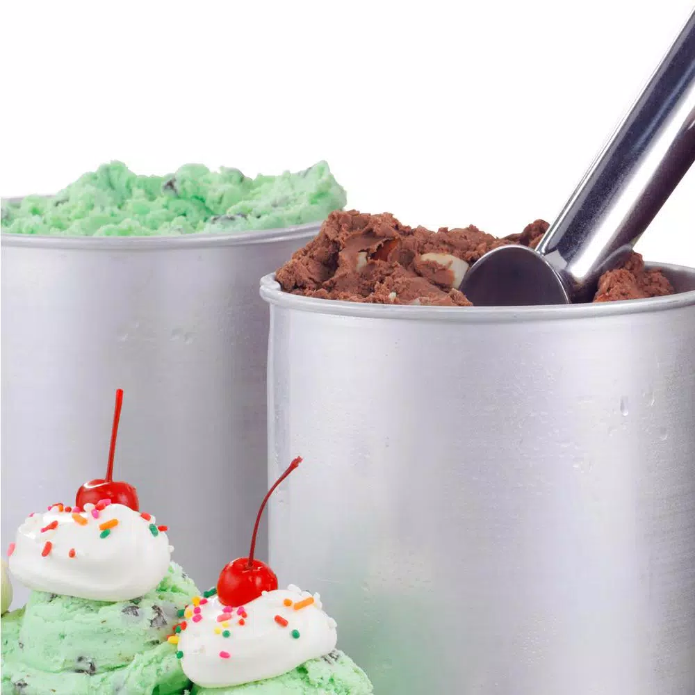 Nostalgia ICMW200DBL 4 Qt. Electric Double Flavor Ice Cream Maker, Brown Wood Grain