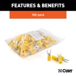 CURT Spade Wire Terminals, 12-10 Gauge, #10 Stud Size, Yellow, 100-Pack thumbnail 4
