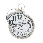LITTON LANE 32 in. London Inspired Antique Round Wall Clock - Distressed White Metal Farmhouse Decor thumbnail 5