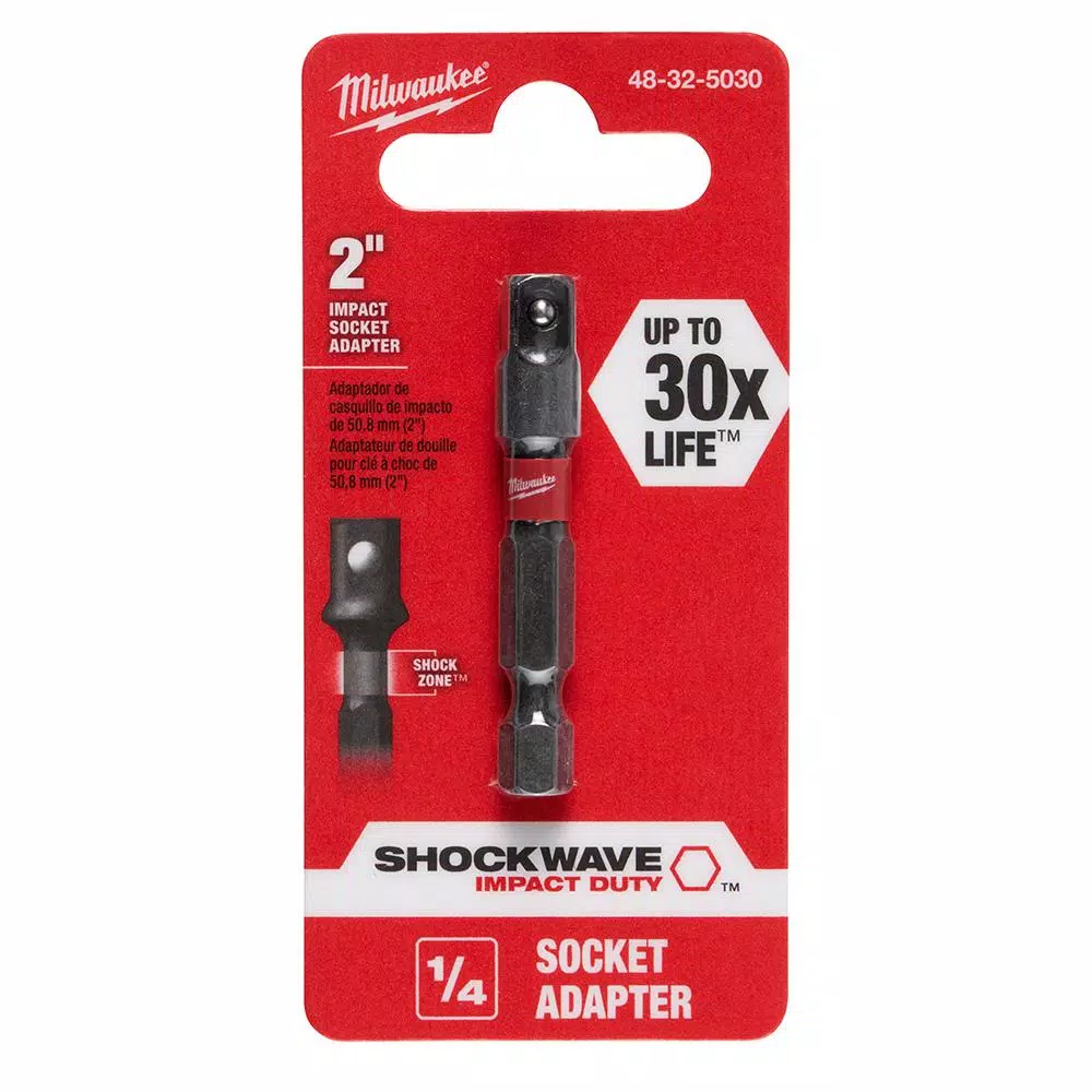 Milwaukee SHOCKWAVE 1/4 in. Impact Duty Socket Adapter, Hex Shank