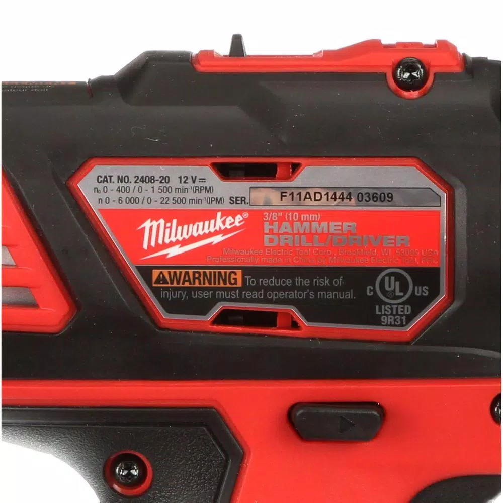Milwaukee M12 12V Lithium-Ion Cordless 3/8 in. Hammer Drill Driver (Tool-Only)