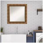 Amanti Art Manhattan Bronze 25.38 in. x 25.38 in. Square Wood Framed Bathroom Vanity Mirror thumbnail 8