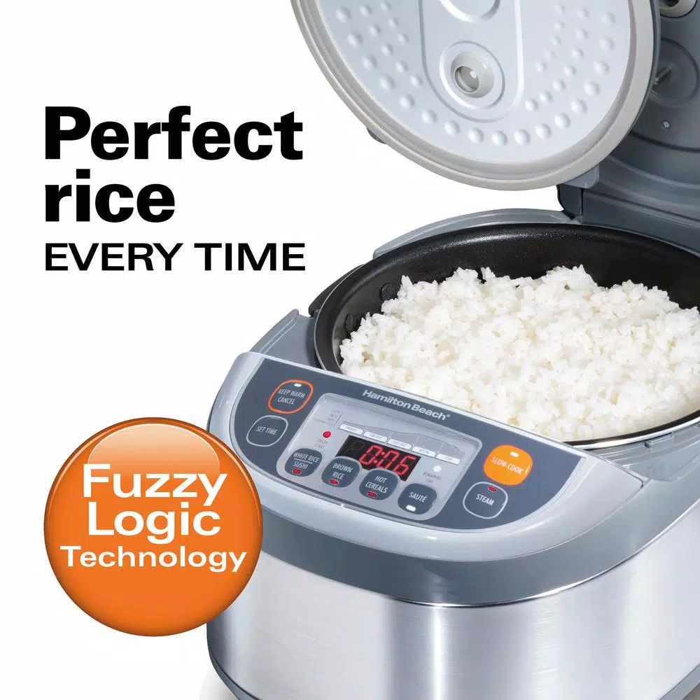 Hamilton Beach 16-Cup Stainless Steel Rice Cooker and Slow Cooker with Fuzzy Logic Technology