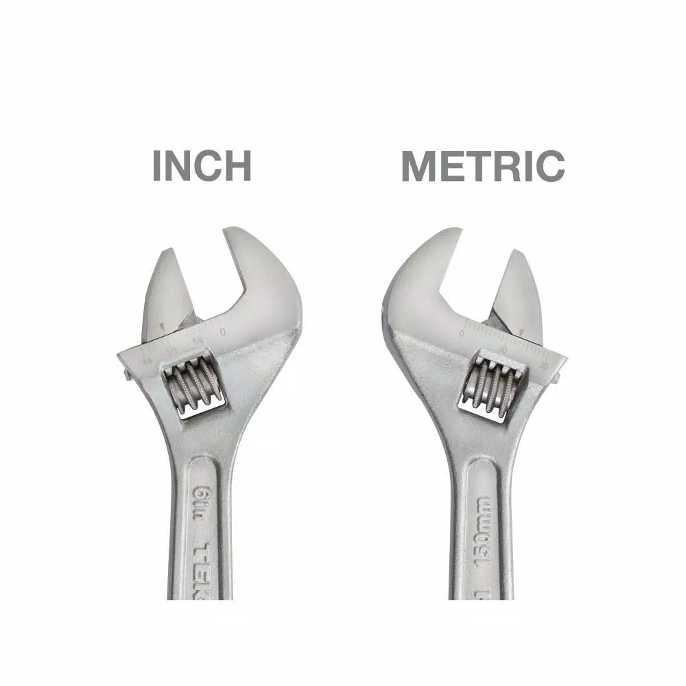 TEKTON 6 in. Adjustable Wrench, Carbon Steel with Satin Chrome Finish