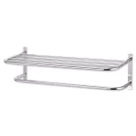Unbranded Chrome Plated Steel 1-Bar Wall Mount Towel Rack and Bathroom Shelf thumbnail 2