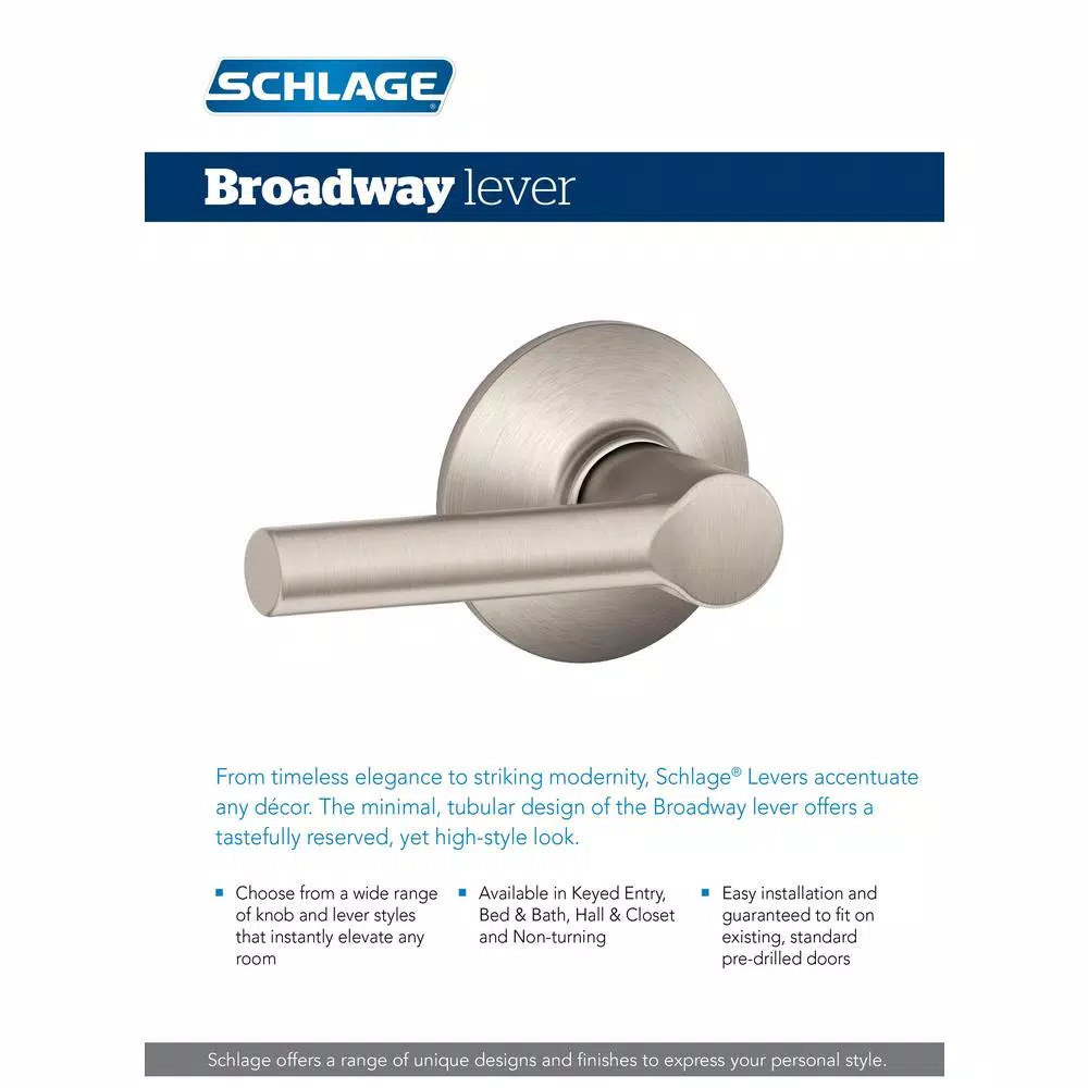 Schlage Broadway Keyed Entry Door Lever with Greenwich Trim, Matte Black