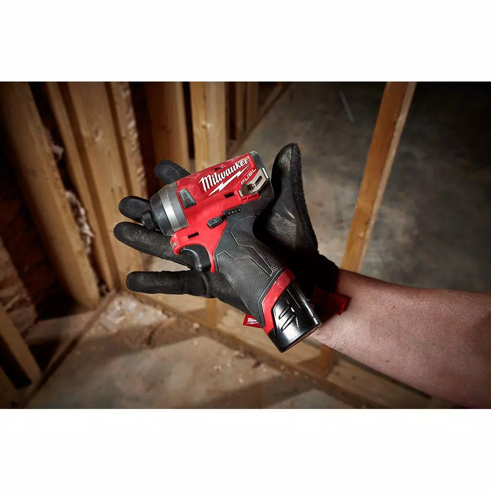 Milwaukee M12 FUEL 12V Li-Ion Brushless 4-Tool Combo Kit with Hammer Drill, Impact Driver, Ratchet & Inflator
