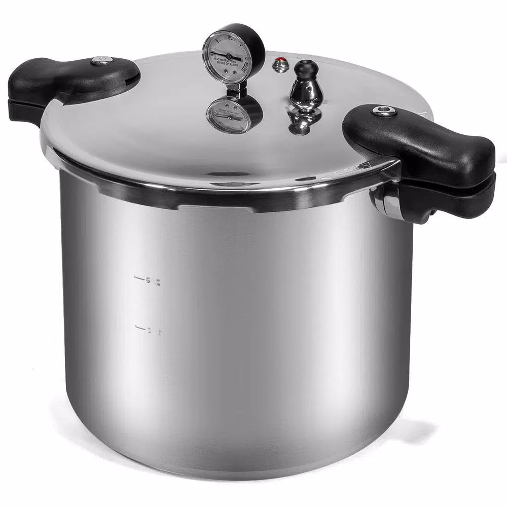 XtremepowerUS 22 qt. Polished Aluminum Pressure Canner and Cooker with Built-in Pressure Dial Gauge