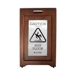 Alpine Industries 24 in. 2-Sided Bilingual Wet Floor Sign, Stainless Steel Plated Wood thumbnail 3