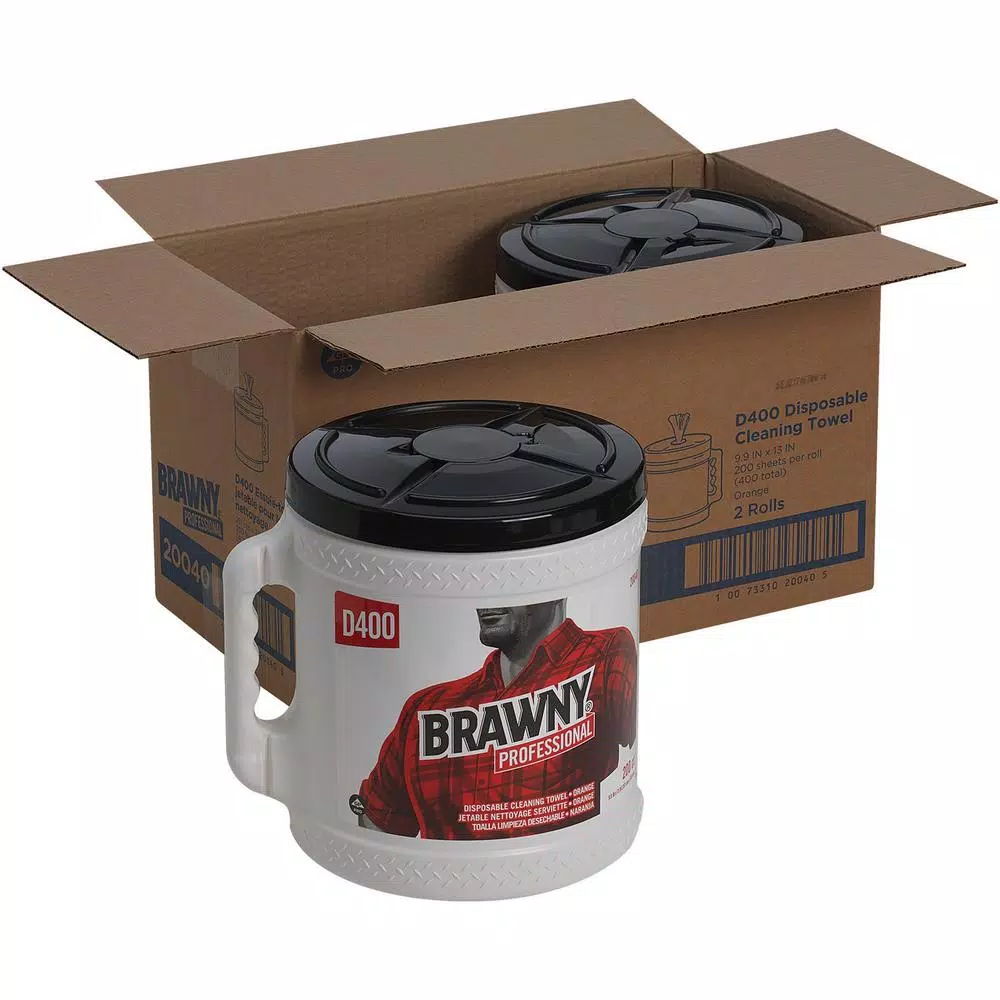 Georgia-Pacific Brawny Professional Orange All-Purpose Center Pull Cleaning Towels with 2 Dispenser Buckets