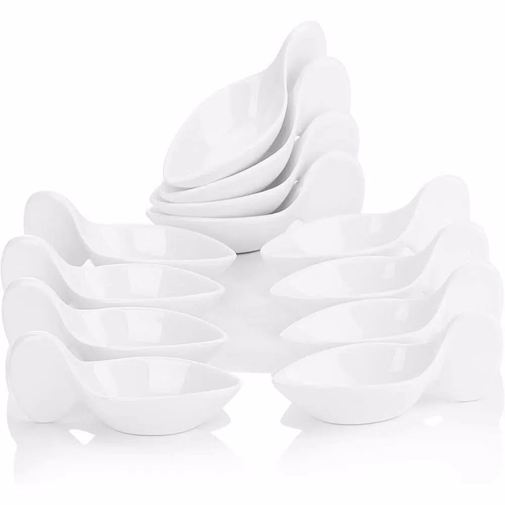 MALACASA 4.5 in. White Porcelain Ramekins Set of 12 - Ceramic Souffle Dishes and Serving Bowls