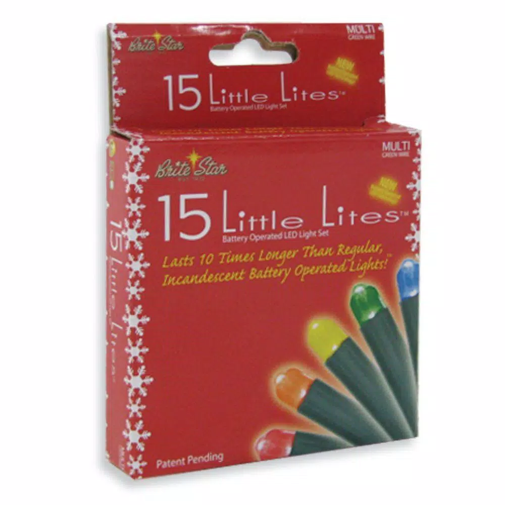 Brite Star Battery Operated 15-Light Multi-Colored LED Micro Mini String Lights (Set of 2)