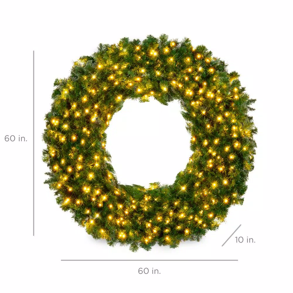 Best Choice Products 60 in. Pre-Lit LED Spruce Artificial Christmas Wreath with 300 Warm White Lights