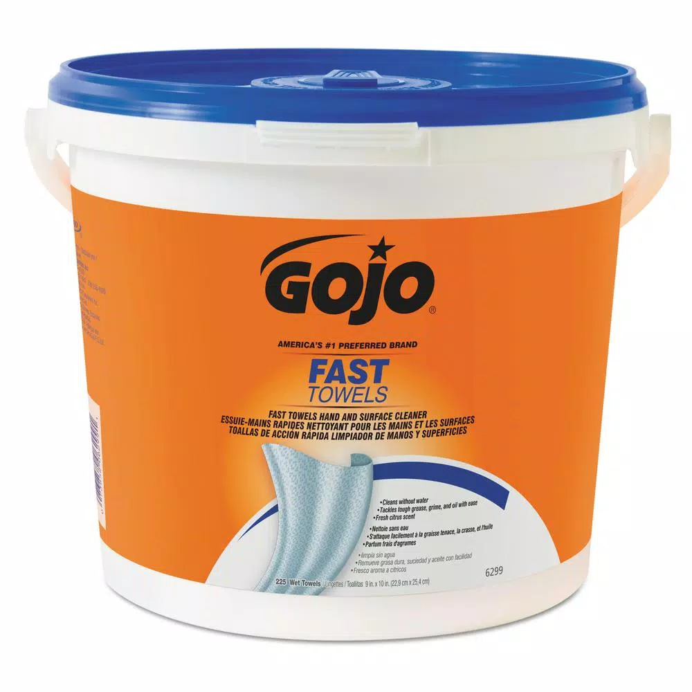 GoJo FAST TOWELS Heavy-Duty Hand and Tool Cleaning Wet Wipes, 9 x 10 in, Blue (450 Count)