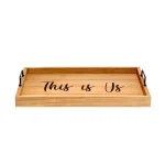 Elegant Designs Natural Wood Decorative Serving Tray with Black Metal Handles -  thumbnail 3