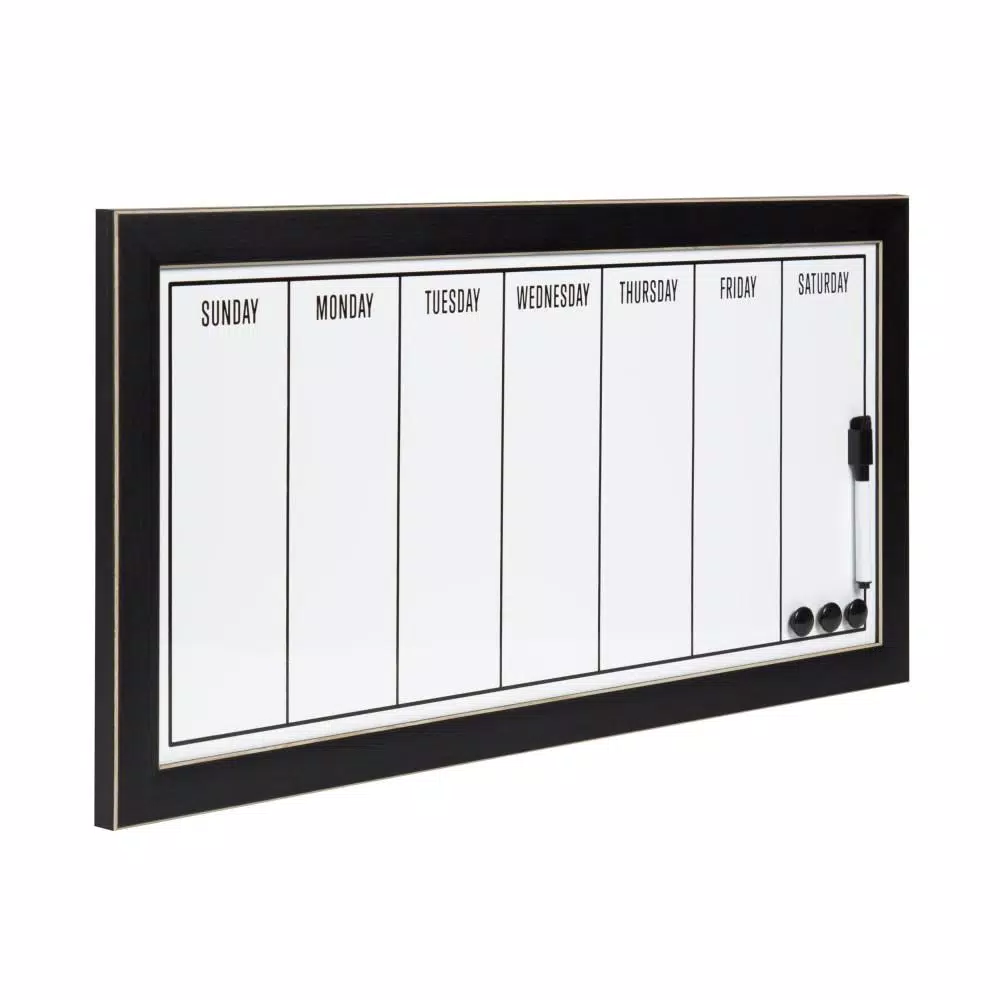 DesignOvation Wyeth Magnetic Dry Erase Weekly Calendar Memo Board with Frame