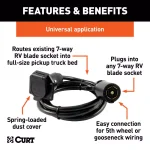 CURT 7' Original Equipment 7-Way RV Blade Wiring Extension for 5th Wheel and Gooseneck Trailers thumbnail 6