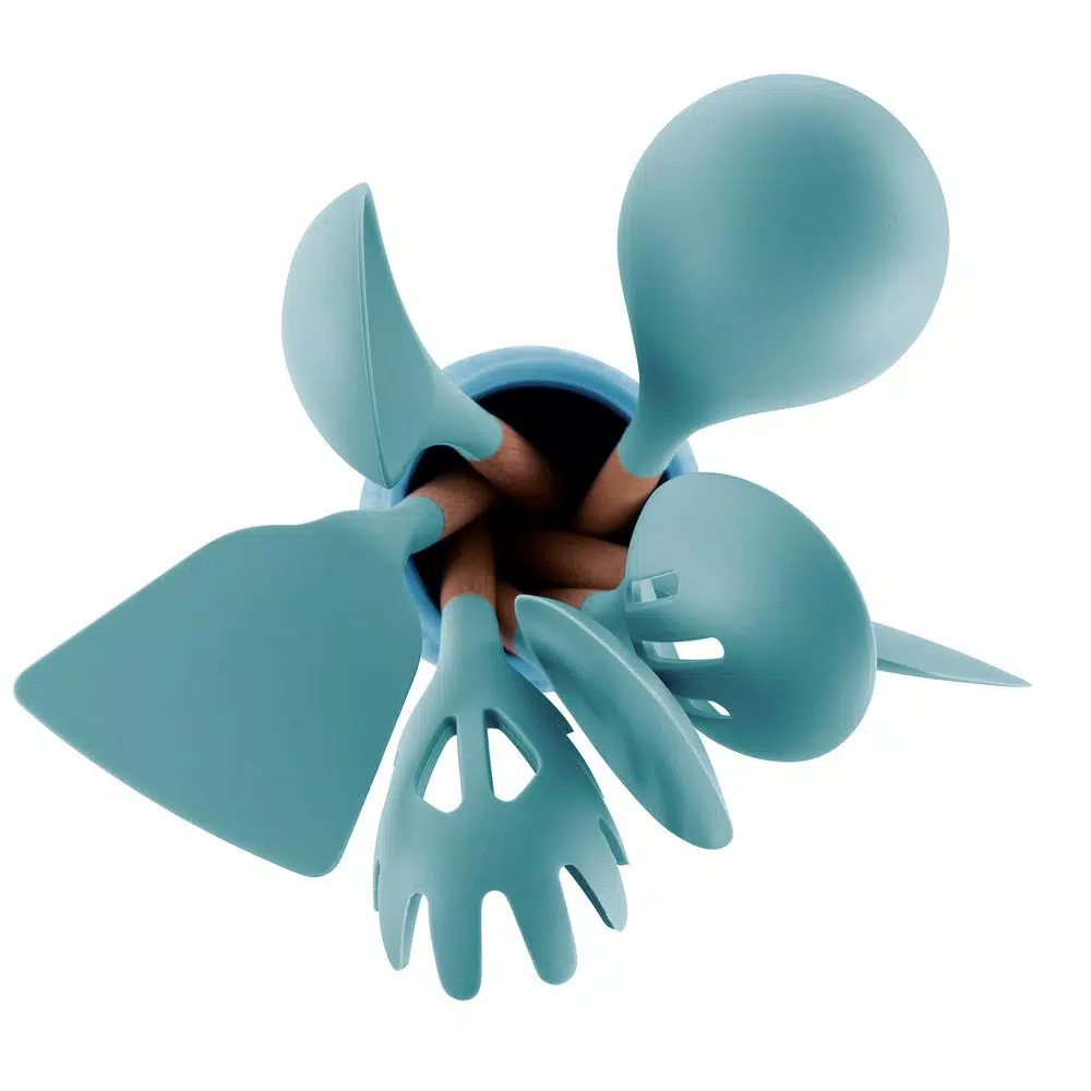 MegaChef 9-Piece Light Teal Silicone and Wood Kitchen Utensil Set