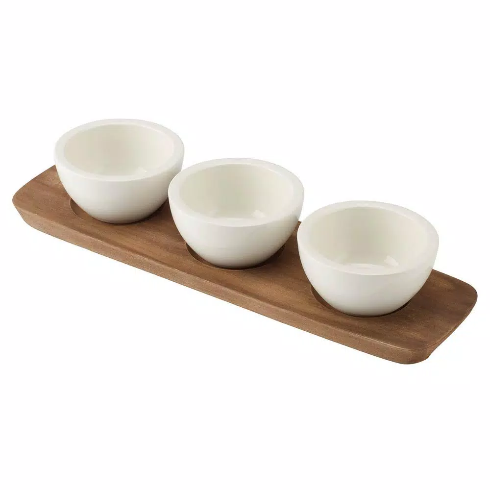 Villeroy & Boch Artesano Acacia Wood Serving Tray, Elliptical Divided Serving Dish
