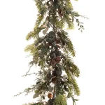 Village Lighting Company 9 ft. Pre-Lit LED Rustic White Berry Garland with Pinecones and Greenery thumbnail 1