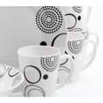 Gibson Home Modern Times 12-Piece Ceramic Dinnerware Set, Black Geometric Design on White, Service for 4 thumbnail 3