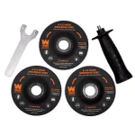 WEN 4.5 in. 7.5 Amp Corded Angle Grinder with Reversible Handle, 3 Discs, and Carrying Case thumbnail 3