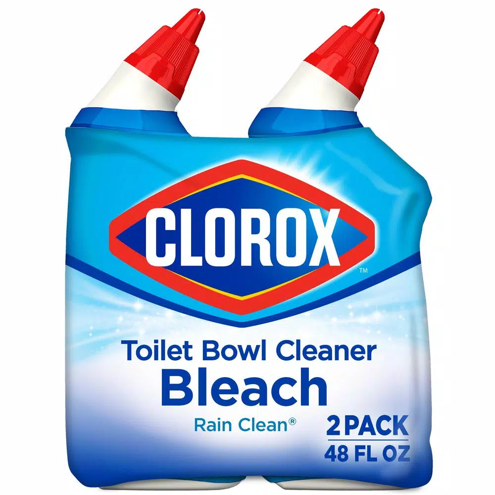 Clorox Toilet Bowl Cleaner with Bleach, Rain Clean Scent, 24 oz (2-Pack)
